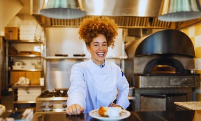 Cook working in a restaurant kitchen